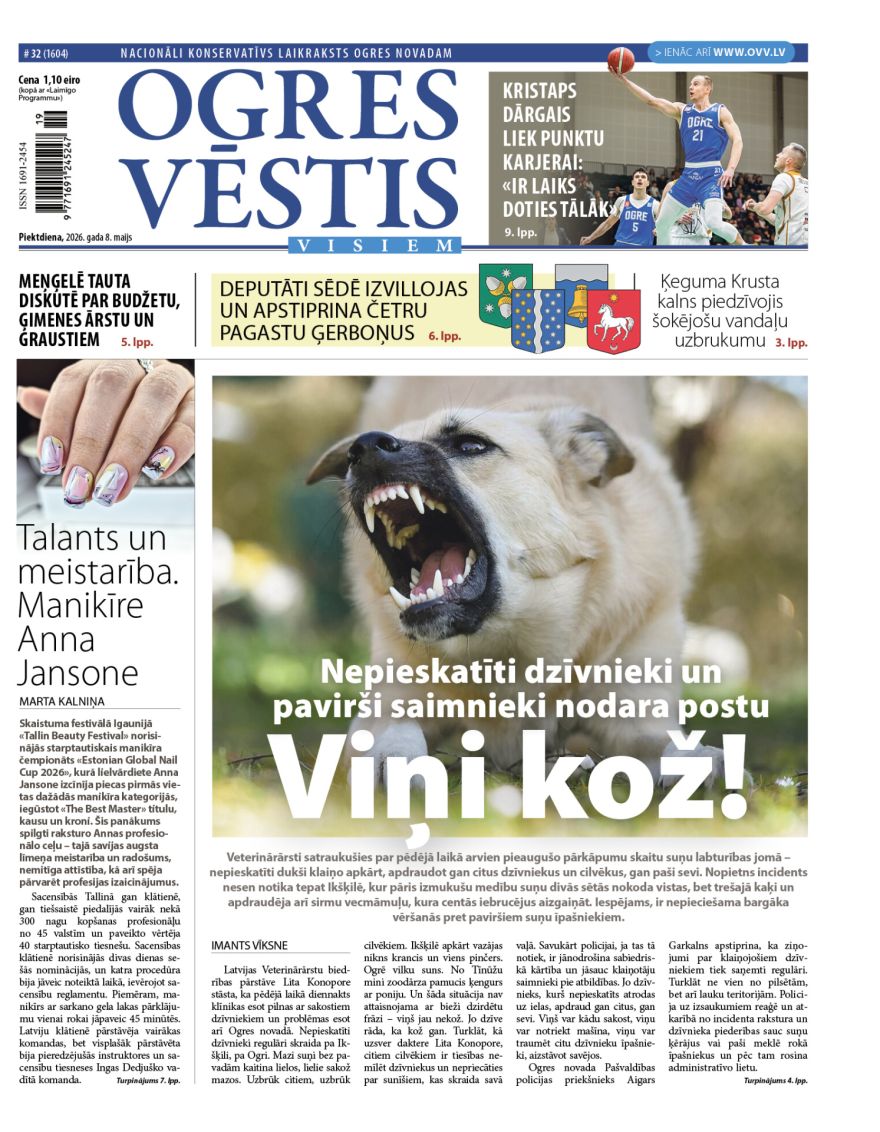 Laikraksta «Ogres Vēstis Visiem» 8. maija numurā